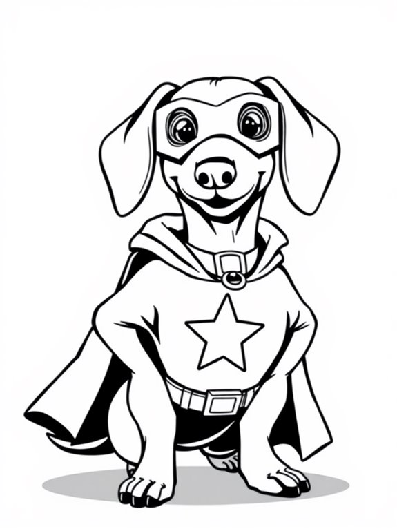 superhero dachshund coloring page