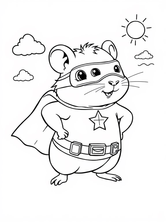 superhero hamster coloring page