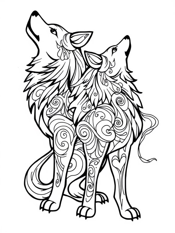 swirling abstract wolf designs