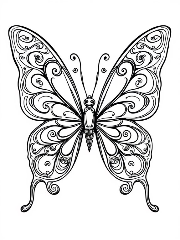 swirly butterfly coloring page