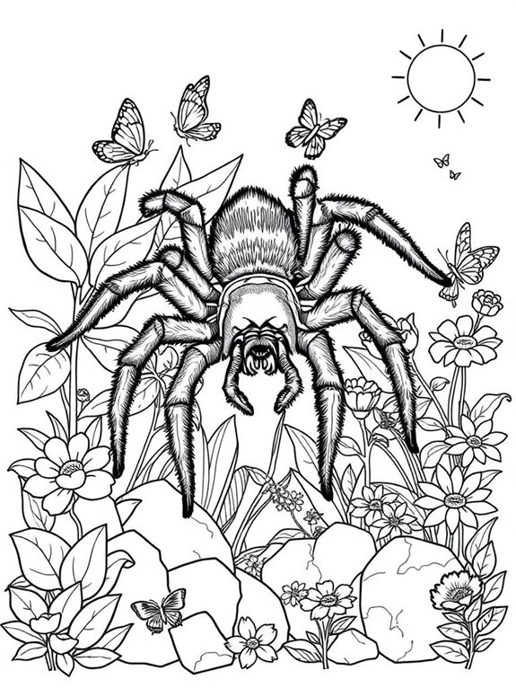 tarantula in garden scene