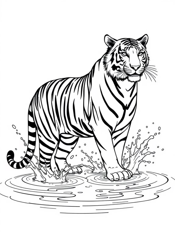 tigers splashing in water