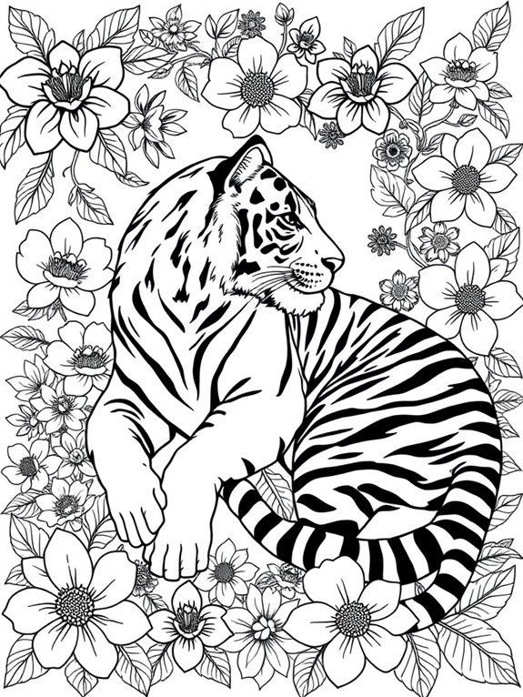 tigers surrounded by flowers