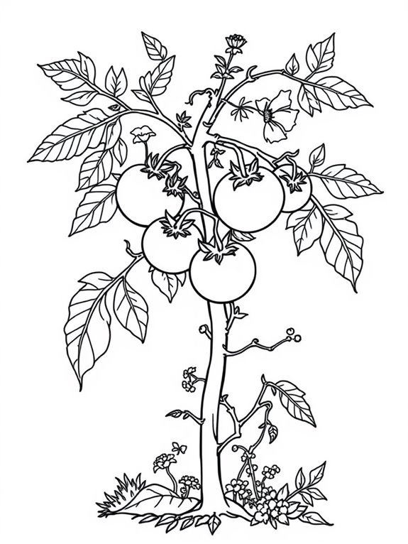 tomato plant coloring page