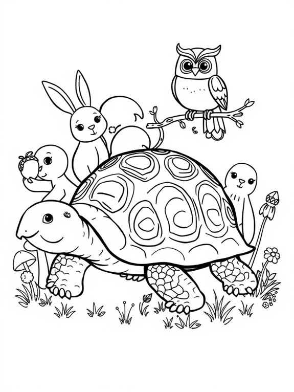 tortoise and friends coloring