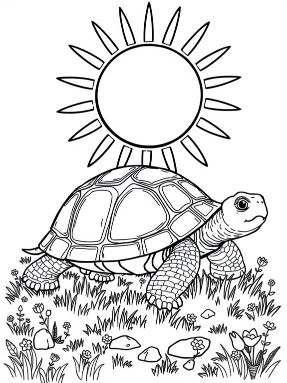 tortoise basking in sunlight