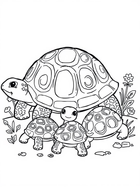 tortoise family coloring activity