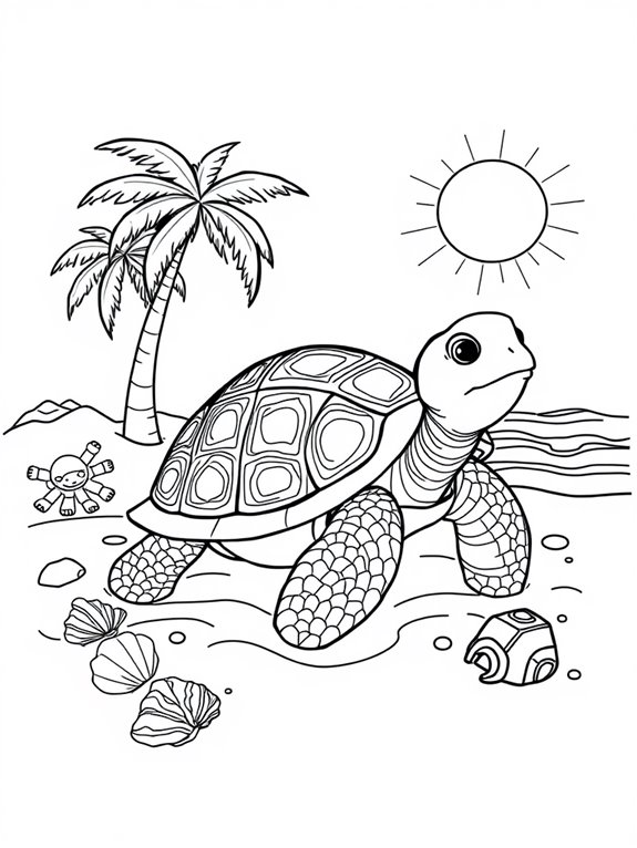 tortoise relaxing on beach