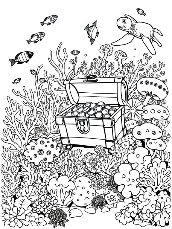 treasure chest in coral reef