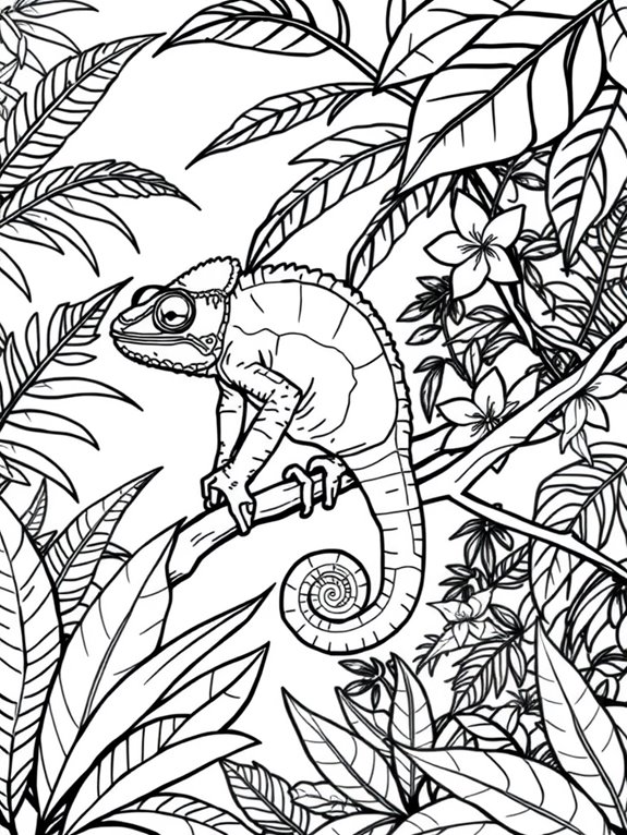 tropical chameleon coloring page