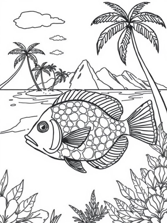 tropical fish island scene