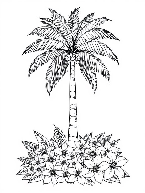 tropical flowers coloring page