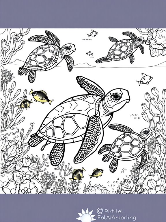 tropical sea turtles coloring page