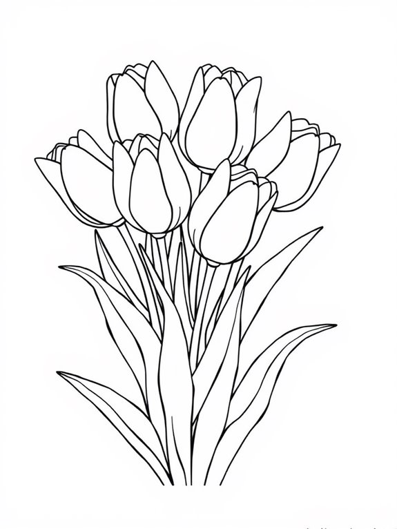 tulip coloring page outline