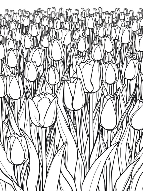 tulip filled flower coloring page