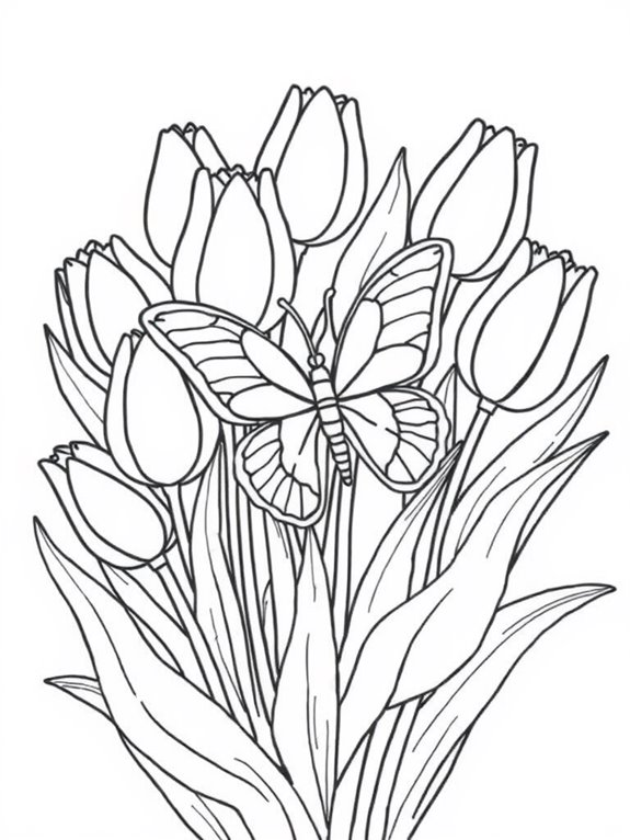 tulip with butterfly design