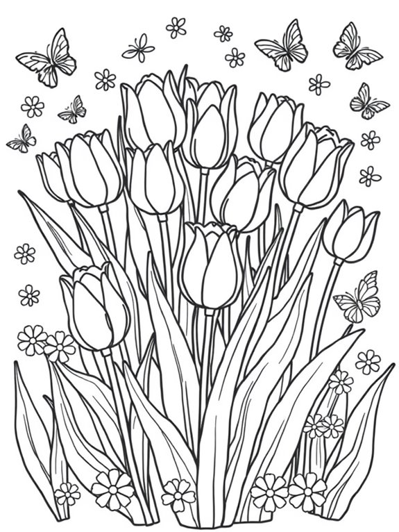 tulips coloring page design