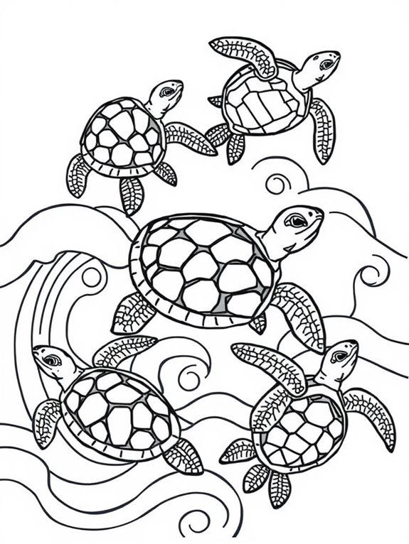 turtle wave coloring page