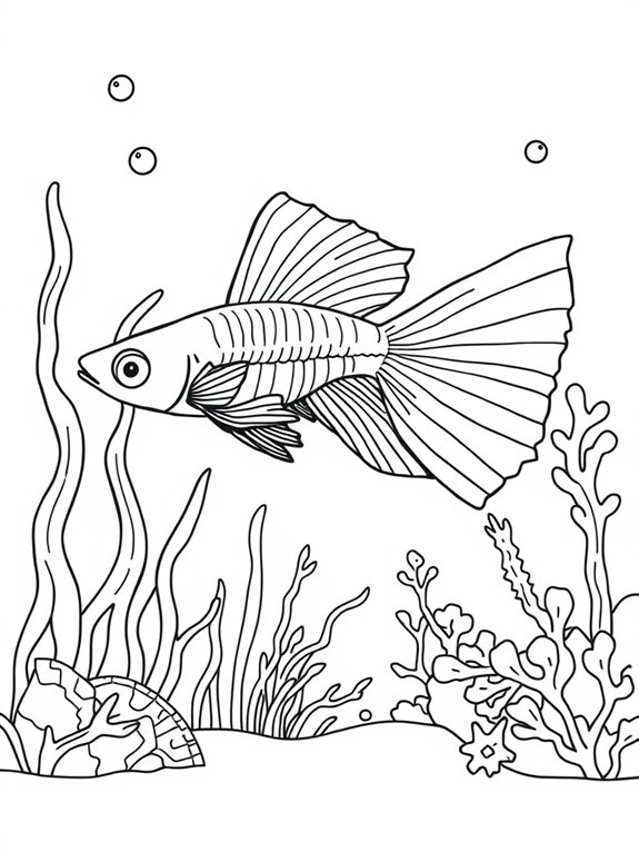 underwater guppy coloring page