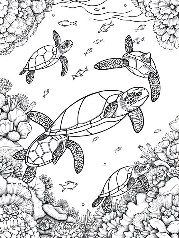 underwater sea turtle coloring