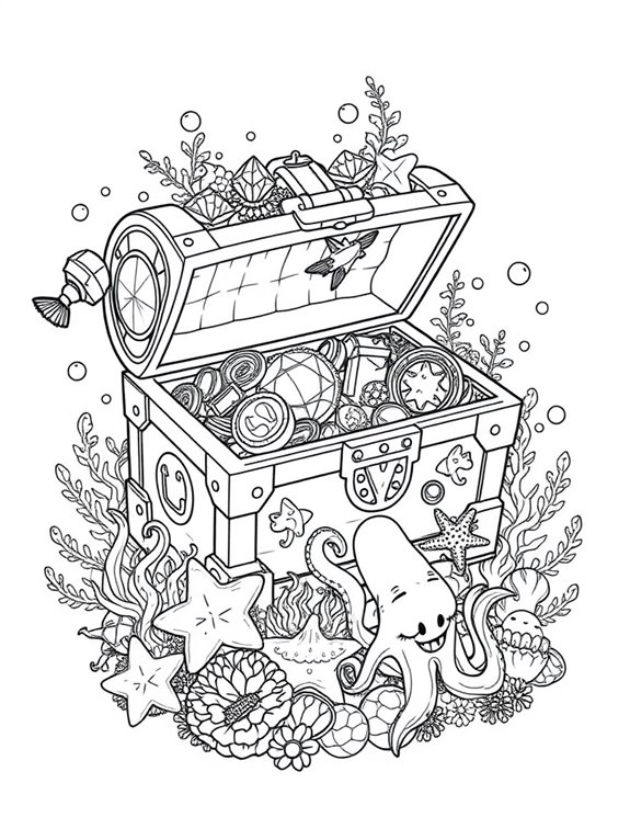 underwater treasure chest coloring