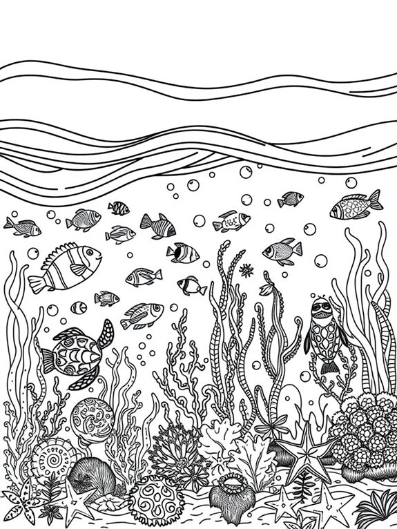 underwater waves coloring page