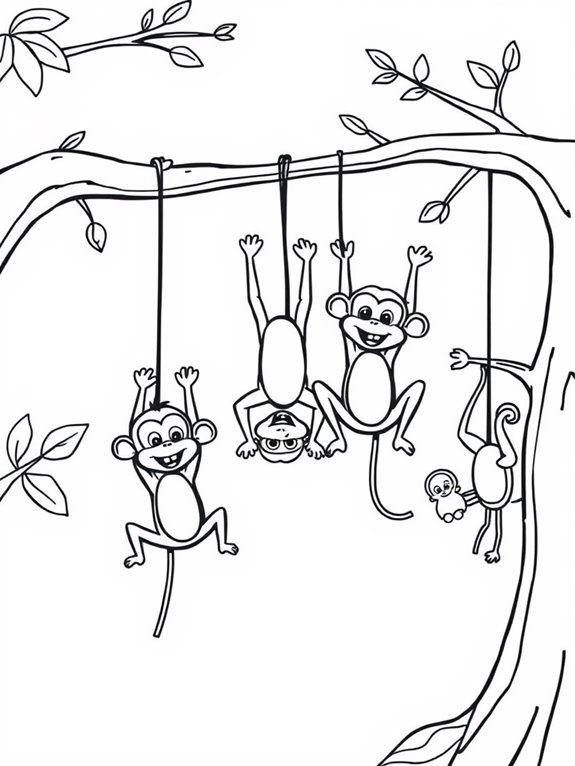 upside down monkey coloring page