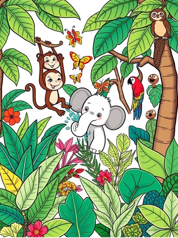 vibrant jungle animals coloring