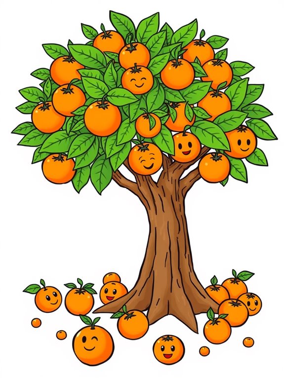 vibrant orange tree illustrations