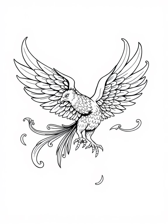 vibrant phoenix coloring page