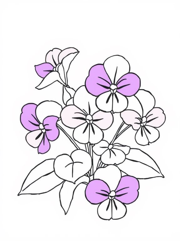 violets simple outline drawing