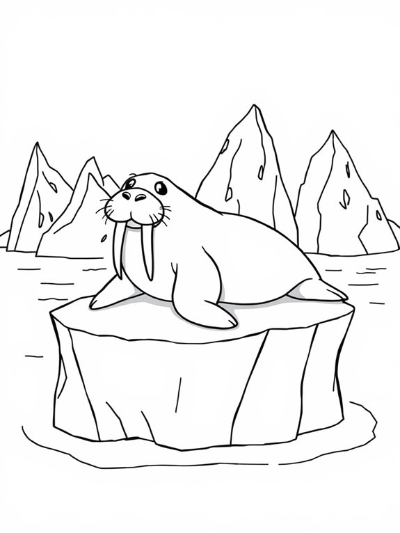 walrus among icy icebergs