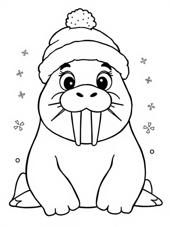 walrus in winter hat