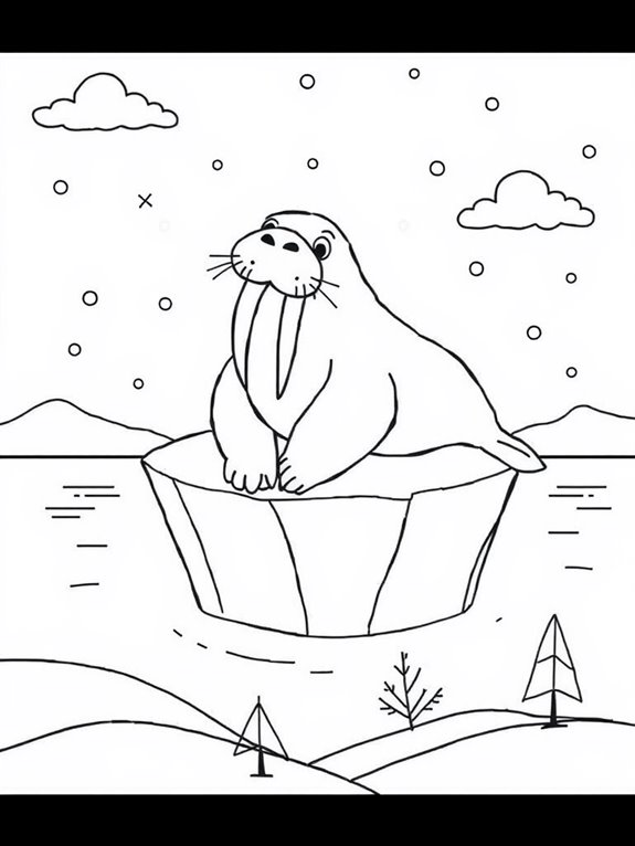 walrus in winter landscape