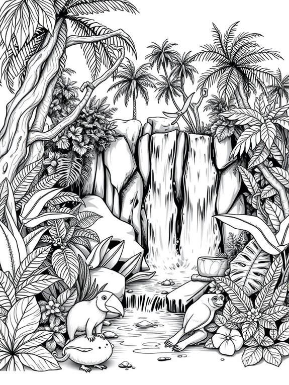 waterfall in jungle scene