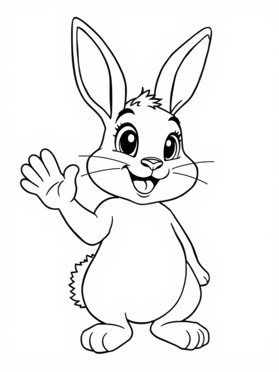 waving happy rabbit illustration