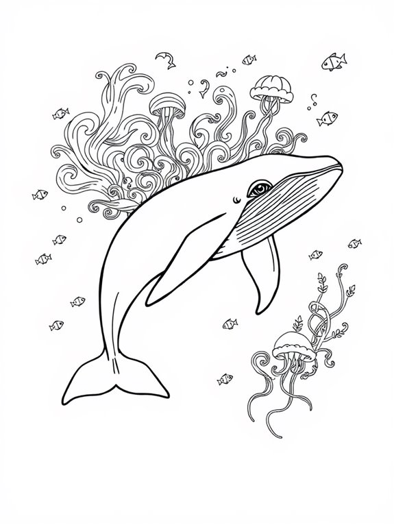 whale coloring page activity