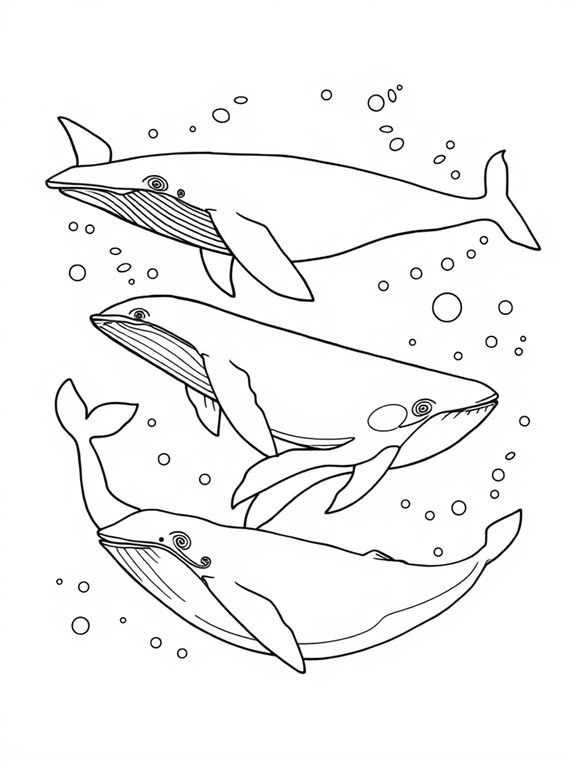 whale themed coloring page design