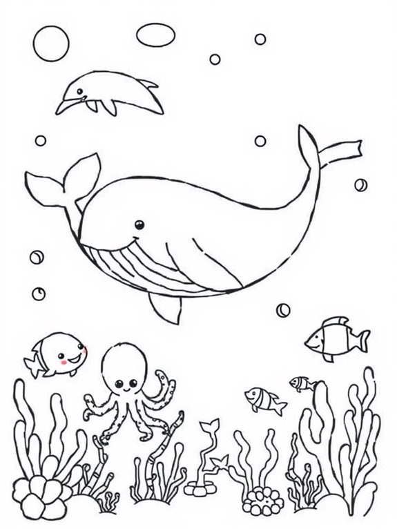 whales and friends coloring fun