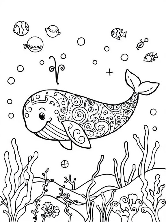 whales coloring activity page