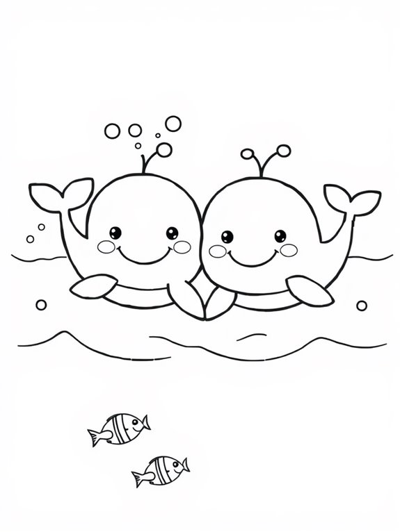 whales coloring page fun