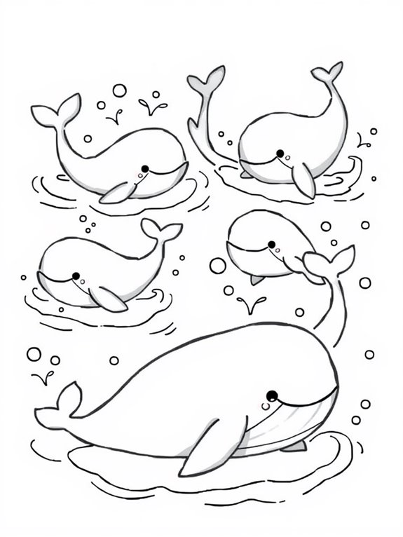 whales frolicking in water