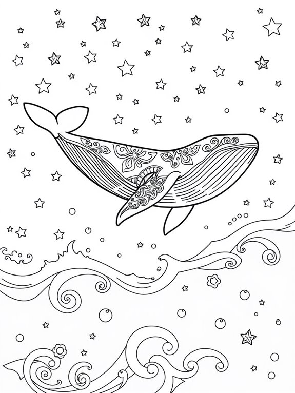 whales swimming among stars