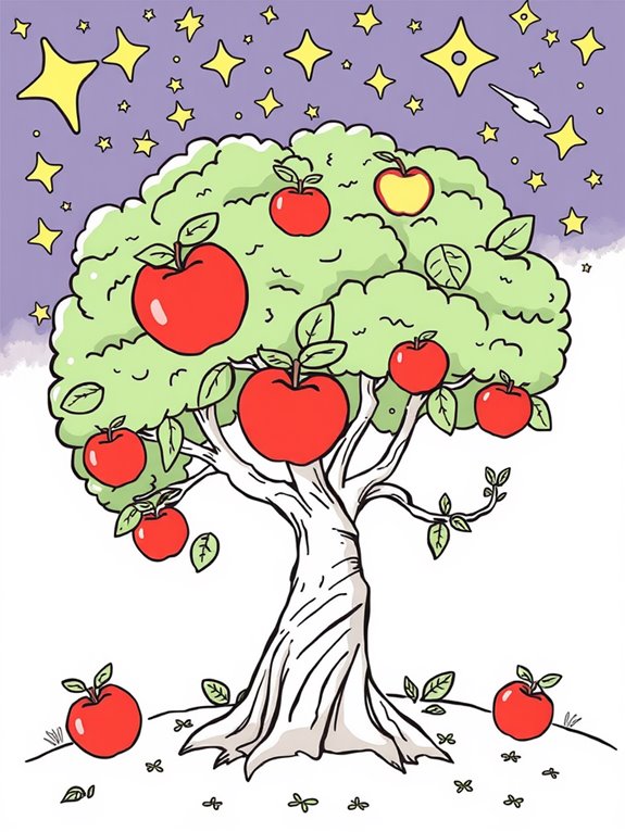 whimsical apple tree night