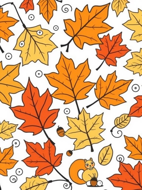 whimsical autumn leaves coloring