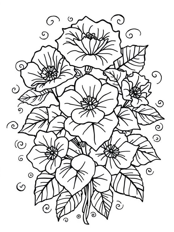 whimsical begonias coloring page