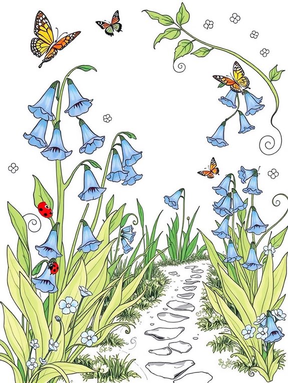 whimsical bluebells garden illustration