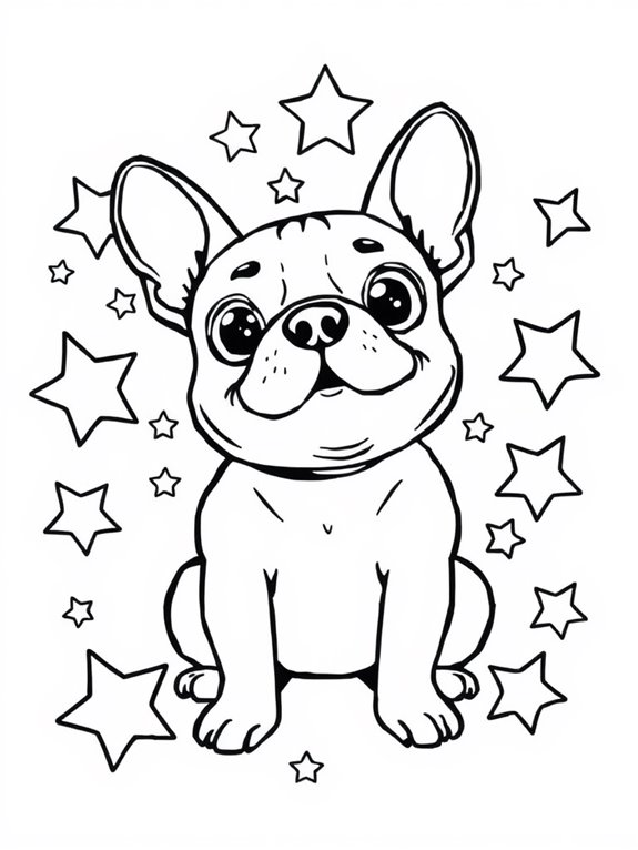 whimsical bulldog with stars