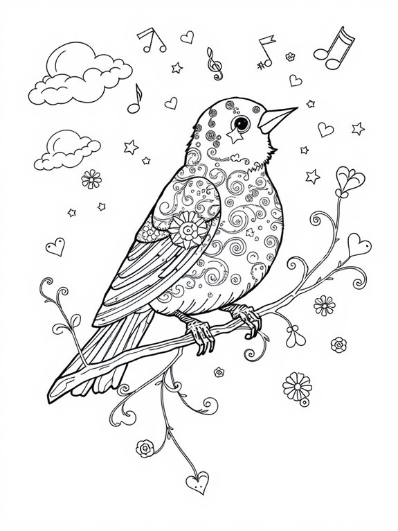 whimsical canary coloring page