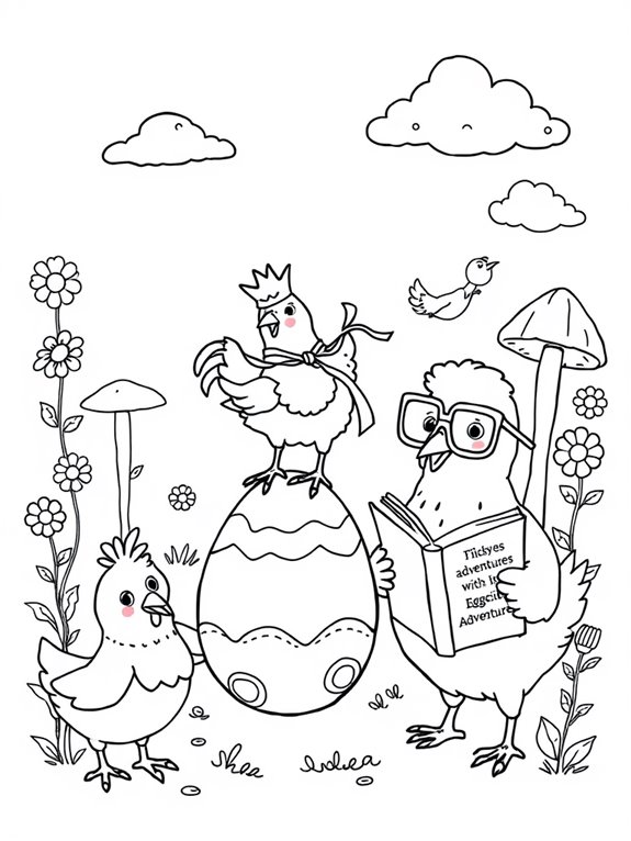 whimsical chicken coloring page